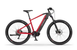 Czarno-czerwony rower elektryczny